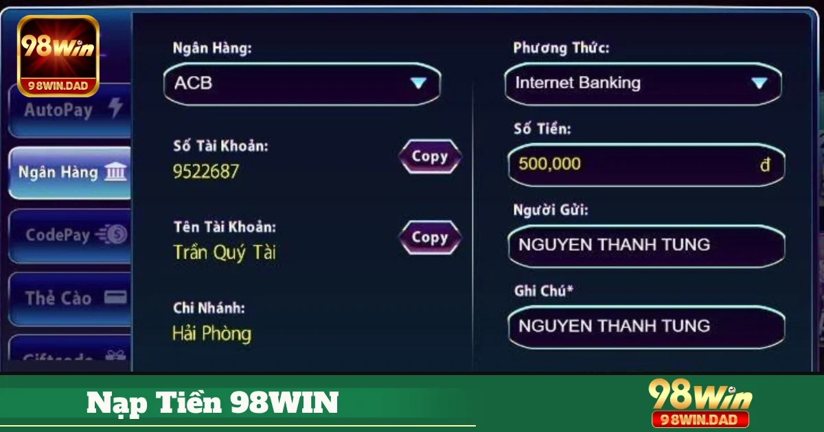 Những lưu ý quan trọng để giao dịch nạp tiền tại 98WIN không gặp lỗi