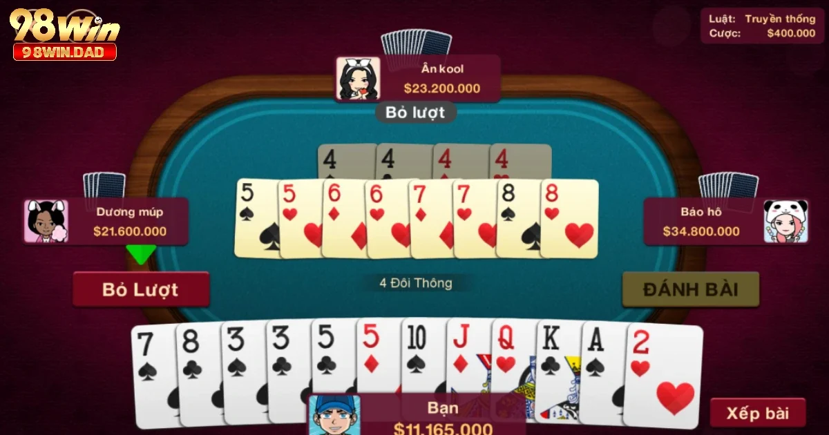 Các Thế Bài Tiến Lên 98win – Chiến Thuật Lật Ngược Tình Thế 3 Những thế bài quan trọng dùng để chặt heo